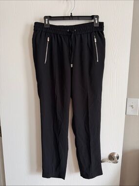 Express Women’s Black Jogger Pants with Silver Zipper Pockets